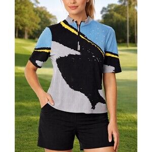 Jamie Sadock Women’s Textured Golf Top 1/4 Zip Studded Stretch Shirt XS